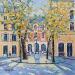 Peinture  PLACE DE FURSTEMBERG QUARTIER SAINT GERMAIN A PARIS par Euger | Tableau Figuratif Urbain Scènes de vie Architecture Huile