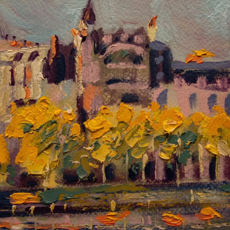 Painting Frondas amarillas by Fran Sosa | Painting Figurative Landscapes Urban Architecture Oil