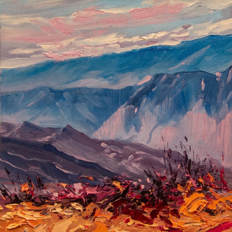 Peinture Cerros azules par Fran Sosa | Tableau Figuratif Paysages Nature Huile