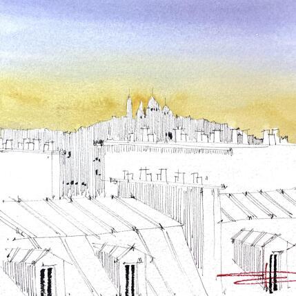 Peinture Look at my skyline !  par Bailly Kévin  | Tableau Figuratif Aquarelle, Encre Architecture, Urbain