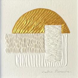 Peinture Arch city doom par Caitrin Alexandre | Tableau Abstrait Encre, Feuille d'or Architecture, Minimaliste, Paysages