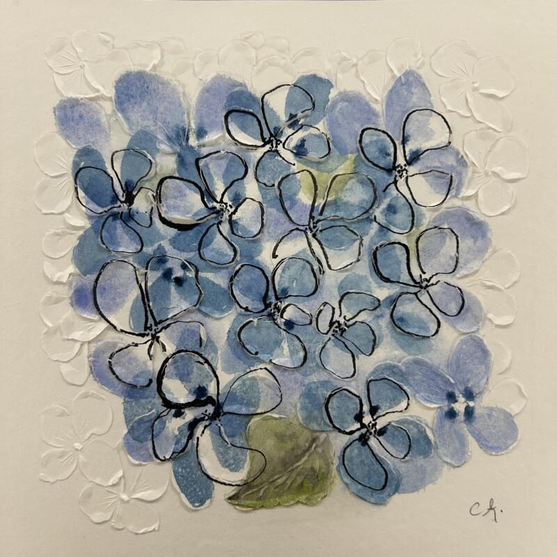 Peinture Bombshell hydrangea par Caitrin Alexandre | Tableau Impressionnisme Paysages Nature Minimaliste Aquarelle Encre