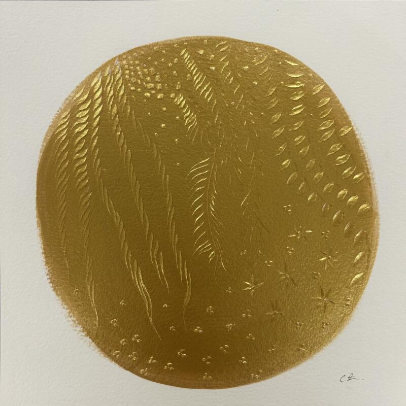 Peinture Romantic Gold par Caitrin Alexandre | Tableau Impressionnisme Paysages Nature Minimaliste Encre Feuille d'or