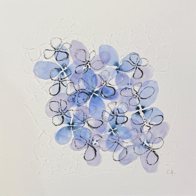 Peinture Bichon par Caitrin Alexandre | Tableau Impressionnisme Paysages Nature Minimaliste Aquarelle Encre