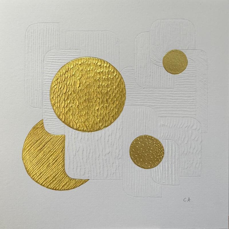 Peinture Arch city in the woods par Caitrin Alexandre | Tableau Abstrait Architecture Minimaliste Encre Feuille d'or