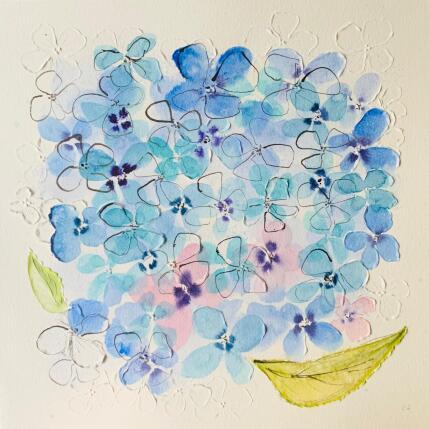 Peinture Endless summer hydrangeas  par Caitrin Alexandre | Tableau Figuratif Aquarelle, Encre Minimaliste, Nature, Paysages