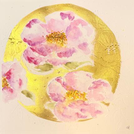 Peinture English roses par Caitrin Alexandre | Tableau Impressionnisme Aquarelle, Feuille d'or Minimaliste, Nature, Paysages