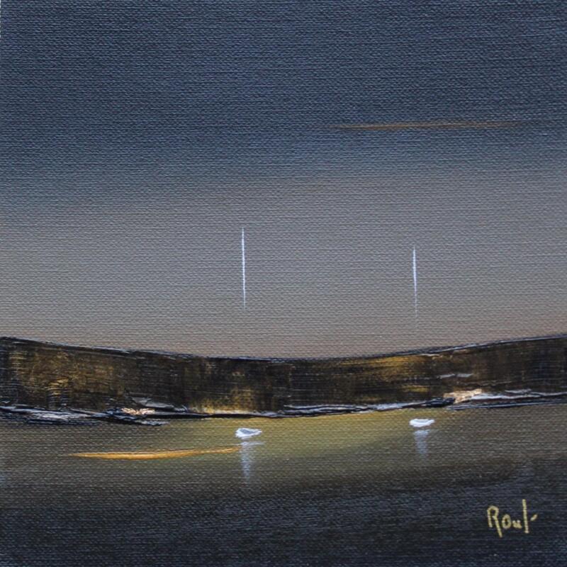 Peinture Ambiance marine 84 par Roussel Marie-Ange et Fanny | Tableau Figuratif Marine Minimaliste Huile