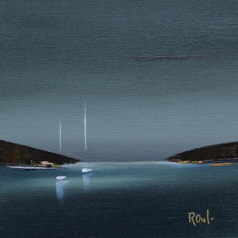 Peinture Horizon marin 84 par Roussel Marie-Ange et Fanny | Tableau Figuratif Marine Minimaliste Huile