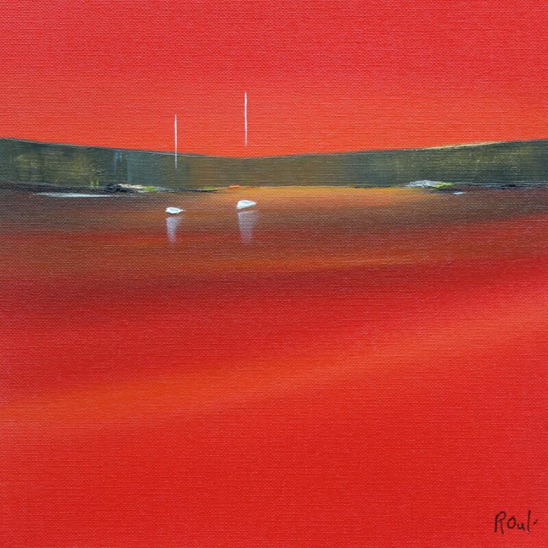 Painting Impression marine 84 by Roussel Marie-Ange et Fanny | Painting Figurative Marine Minimalist Oil