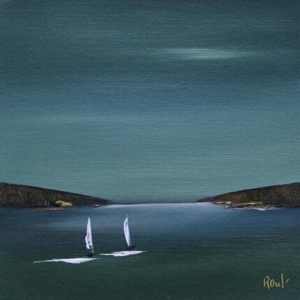 Peinture Evasion marine 84 par Roussel Marie-Ange et Fanny | Tableau Figuratif Huile Marine, Minimaliste