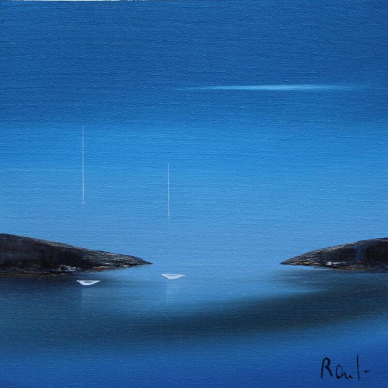 Peinture Douceur marine 84 par Roussel Marie-Ange et Fanny | Tableau Figuratif Marine Minimaliste Huile