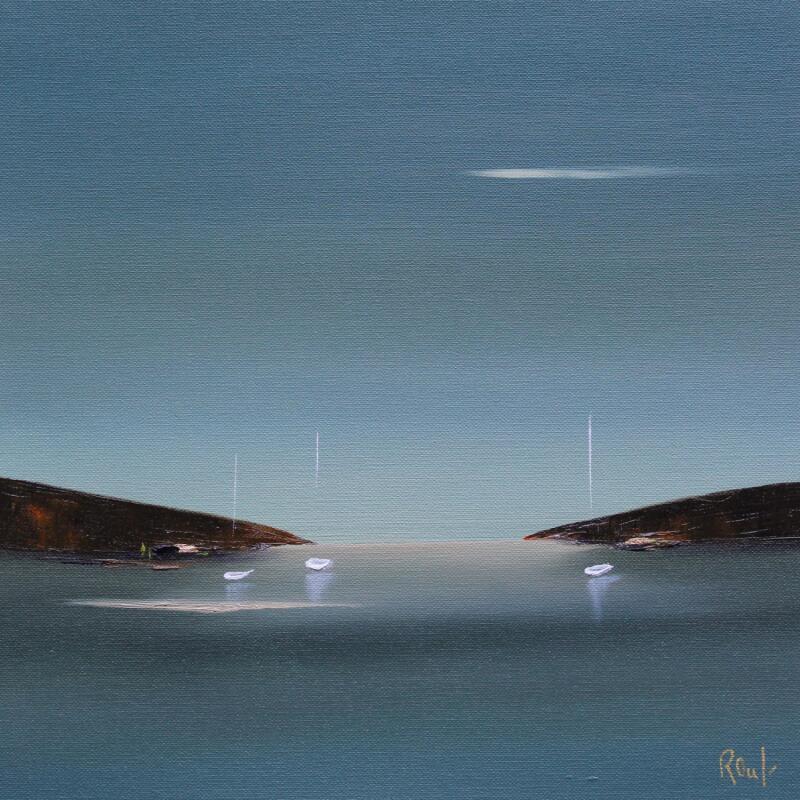 Peinture Horizon marin 84 par Roussel Marie-Ange et Fanny | Tableau Figuratif Marine Minimaliste Huile