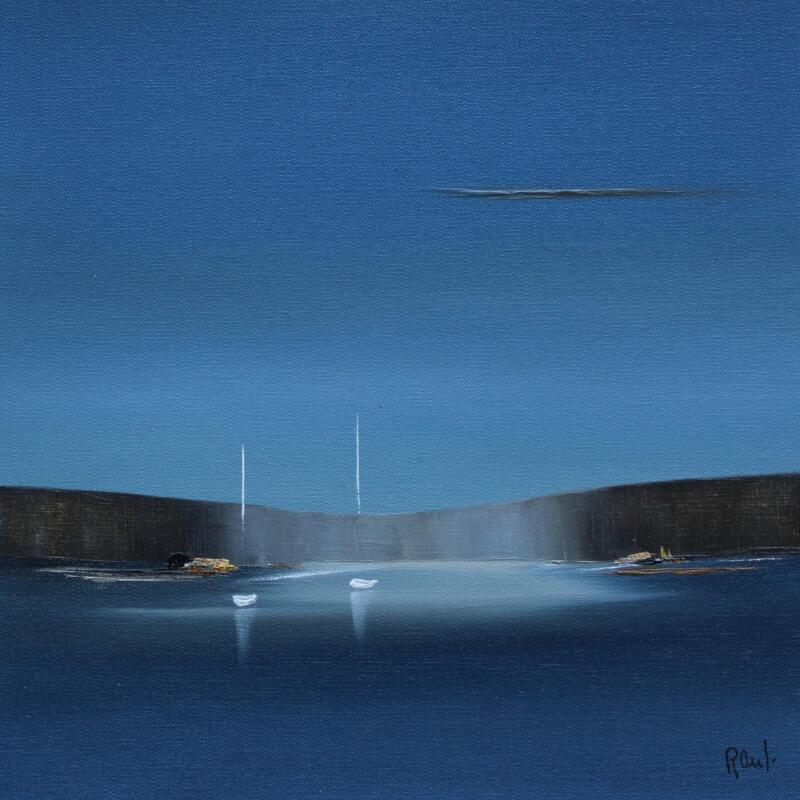 Painting Rivage 84 by Roussel Marie-Ange et Fanny | Painting Figurative Marine Minimalist Oil