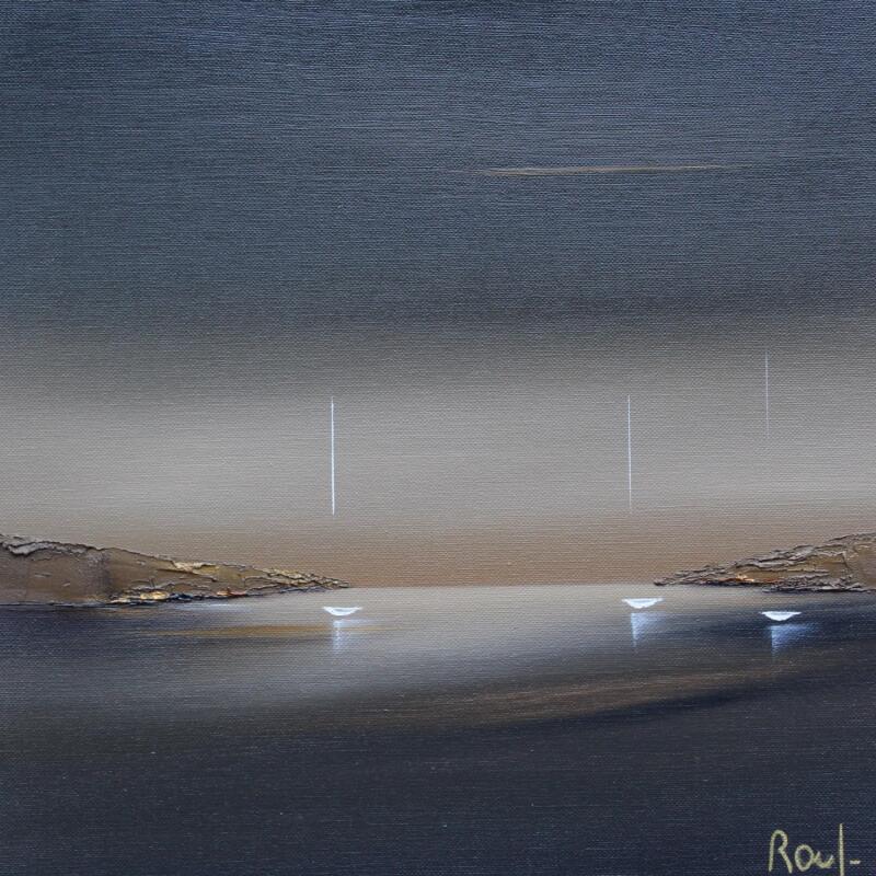 Painting Ambiance marine 84 by Roussel Marie-Ange et Fanny | Painting Figurative Marine Minimalist Oil