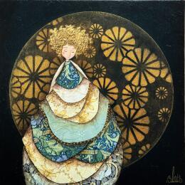 Peinture Sidonie par Blais Delphine | Tableau Figuratif Acrylique, Collage Enfant, Scènes de vie