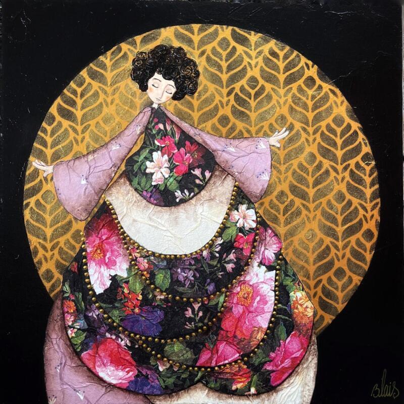 Peinture Octavia par Blais Delphine | Tableau Figuratif Scènes de vie Enfant Acrylique Collage