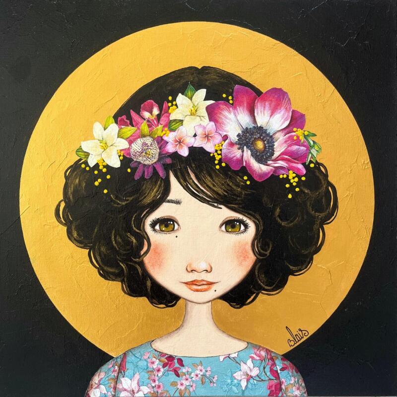 Gemälde Angèle von Blais Delphine | Gemälde Figurativ Porträt Kinder Acryl Collage