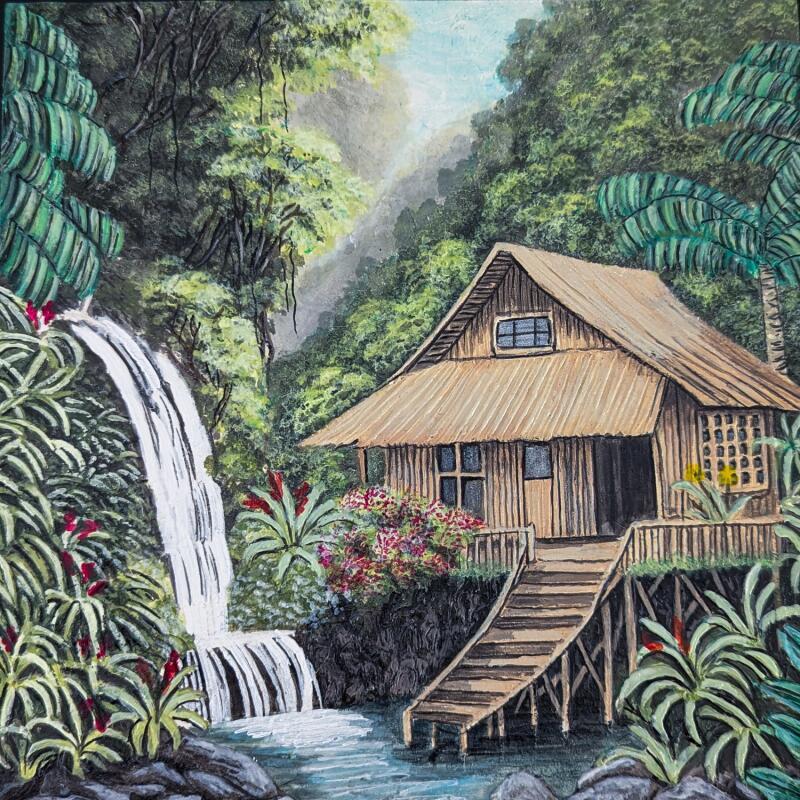 Peinture Un petit coin de la réunion par Geiry | Tableau Matiérisme