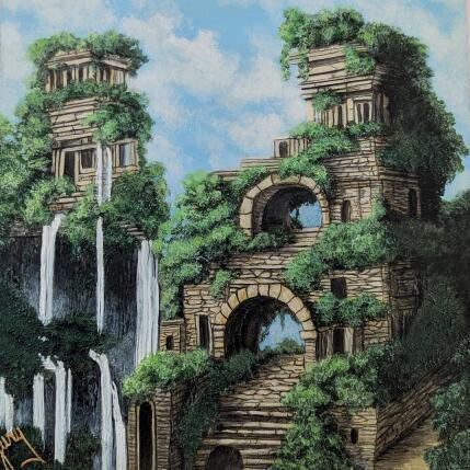 Peinture Les arches d'émeraudes par Geiry | Tableau Matiérisme