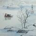 Painting Winter lake by Du Mingxuan | Painting Figurative Landscapes Watercolor Ink