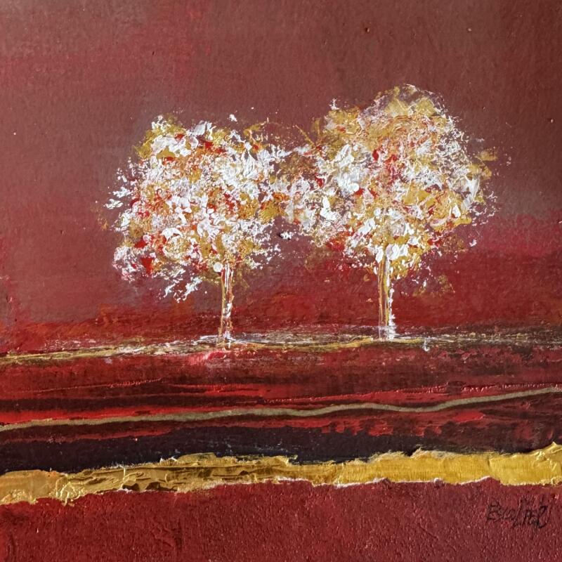 Gemälde  Les arbres chuchotent à la lumière von Escolier Odile | Gemälde Figurativ Landschaften Natur Minimalistisch Acryl