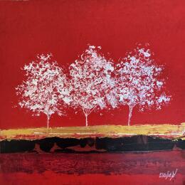 Pintura  Là où la lumière se pose por Escolier Odile | Pintura Figurativo Acrílico, Collage, Hoja de oro Iconos pop, Minimalista, Naturaleza, Paisajes