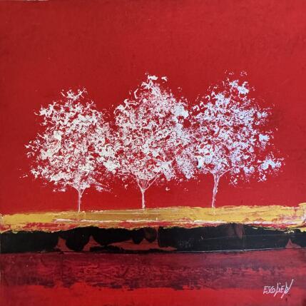 Peinture  Là où la lumière se pose par Escolier Odile | Tableau Figuratif Acrylique, Collage, Feuille d'or Minimaliste, Nature, Paysages