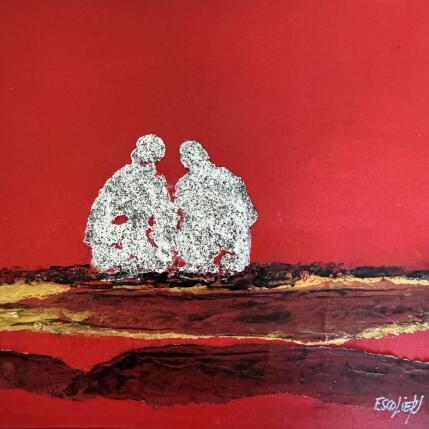 Peinture Reflets d'un sentiment lumineux par Escolier Odile | Tableau Figuratif Acrylique, Collage, Feuille d'or, Papier Minimaliste, Nature, Scènes de vie