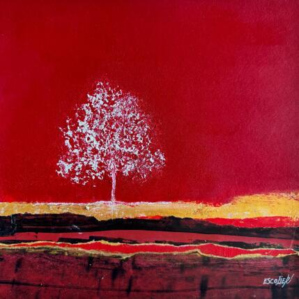 Gemälde Dorure et murmure von Escolier Odile | Gemälde Figurativ Acryl, Blattgold, Collage, Papier Landschaften, Minimalistisch, Natur