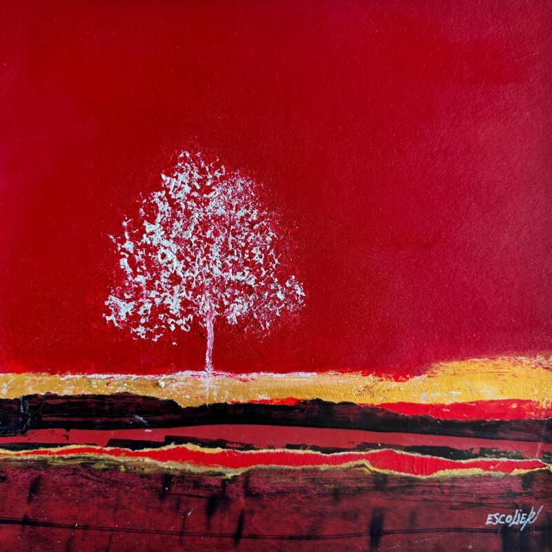 Gemälde Dorure et murmure von Escolier Odile | Gemälde Figurativ Landschaften Natur Minimalistisch Acryl Collage Blattgold Papier