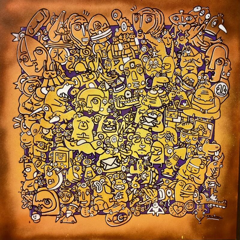 Peinture Sun par Oocalme | Tableau Art Singulier Animaux Graffiti Posca