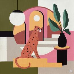 Painting Golden view by Birsak Mariah | Painting Figurative Acrylic Animals, Still-life, Urban