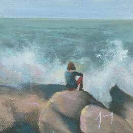 Peinture Face à la mer par Jung François | Tableau Figuratif Huile Marine, Paysages