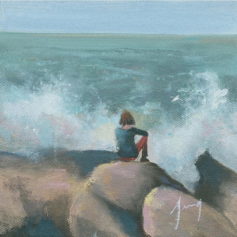 Peinture Face à la mer par Jung François | Tableau Figuratif Paysages Marine Huile