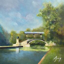 Peinture pont Napoléon par Jung François | Tableau Figuratif Huile Paysages