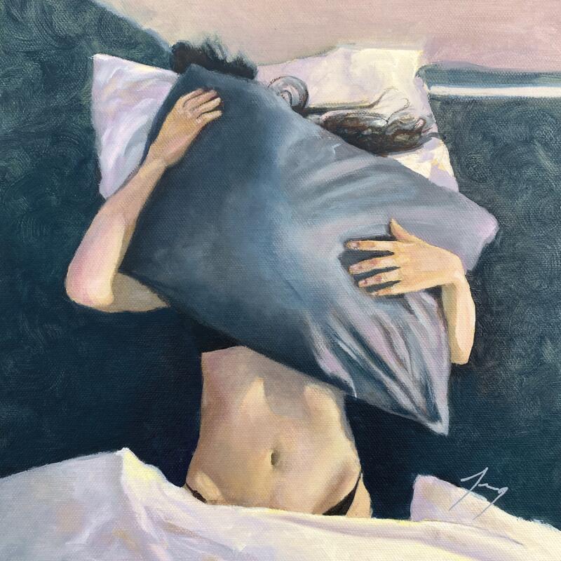 Peinture Réveil-lumière par Jung François | Tableau Figuratif Scènes de vie Huile