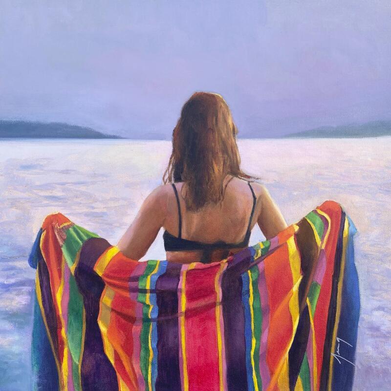 Peinture Dernière baignade par Jung François | Tableau Figuratif Scènes de vie Huile