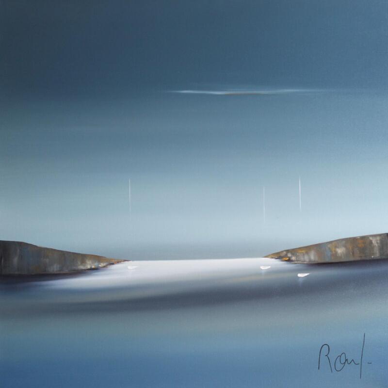 Peinture Douce quiétude 82 par Roussel Marie-Ange et Fanny | Tableau Figuratif Marine Minimaliste Huile