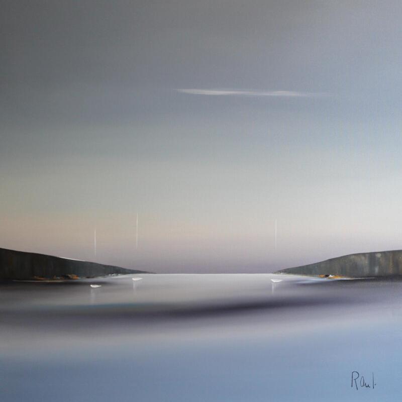 Painting Instant d'émotion 82 by Roussel Marie-Ange et Fanny | Painting Figurative Marine Minimalist Oil