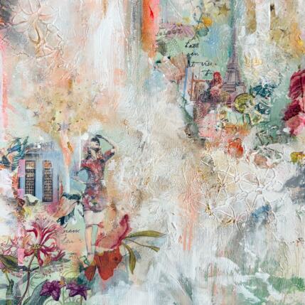 Painting Sous les étoiles de Paris by Bergeron Marie-Josée | Painting Surrealism Acrylic, Gluing, Paper, Pastel, Posca