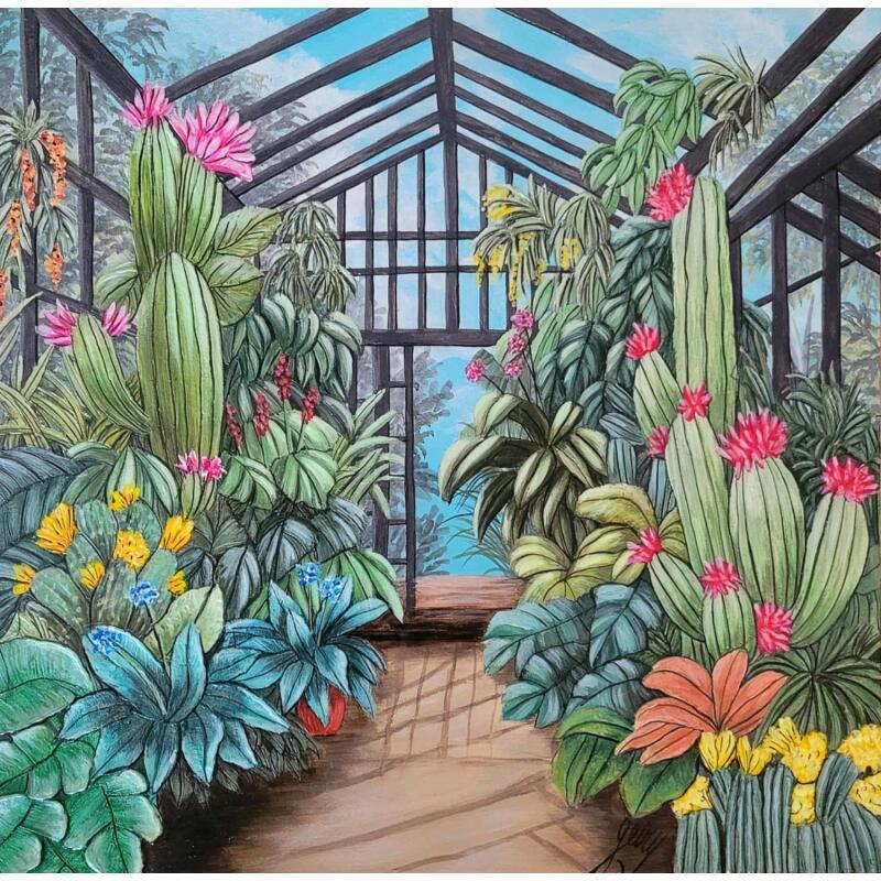 Peinture Cactus y tropico par Geiry | Tableau Matiérisme