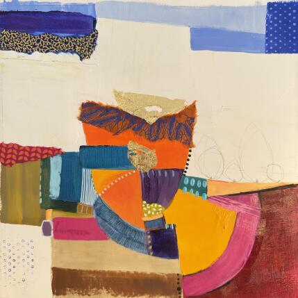 Painting Le tourbillon by Lau Blou | Painting Abstract Acrylic, Cardboard, Gluing, Gold leaf, Pastel