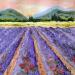 Peinture Champs de lavande à la fin du jour. par Rey Ewa | Tableau Figuratif Paysages Acrylique