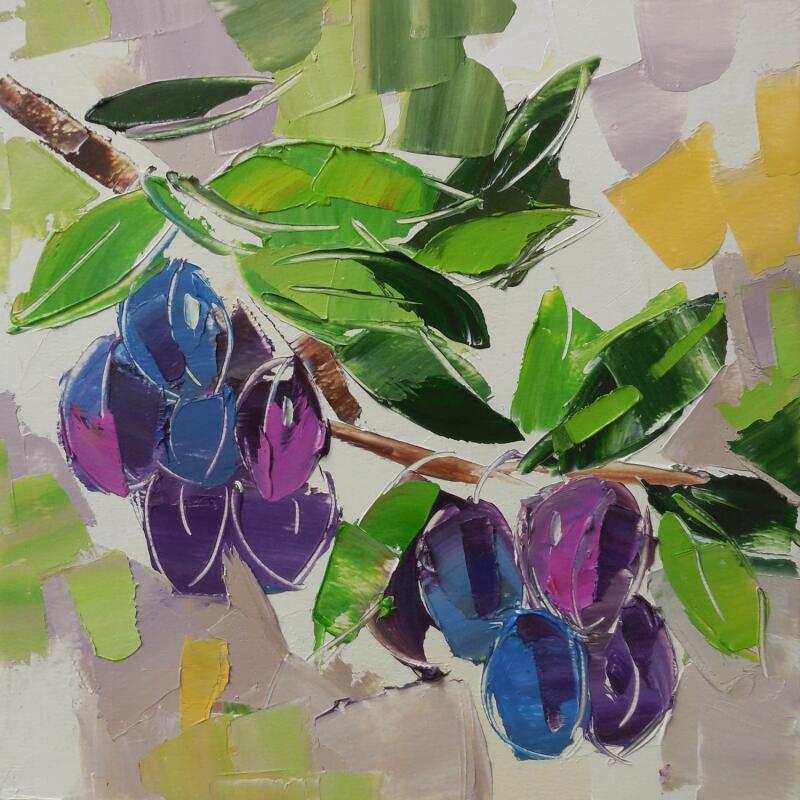 Peinture Purple plums par Lunetskaya Elena | Tableau Figuratif Huile