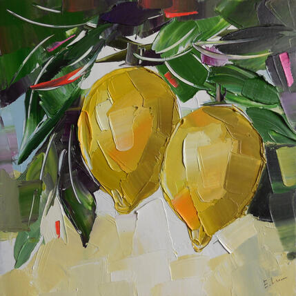 Peinture Two Lemons par Lunetskaya Elena | Tableau Figuratif Huile