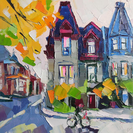 Peinture Bike Ride par Lunetskaya Elena | Tableau Figuratif Huile