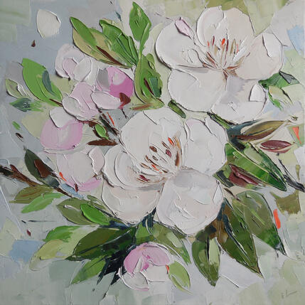 Painting Apple Tree in Blossom by Lunetskaya Elena | Painting Figurative Oil