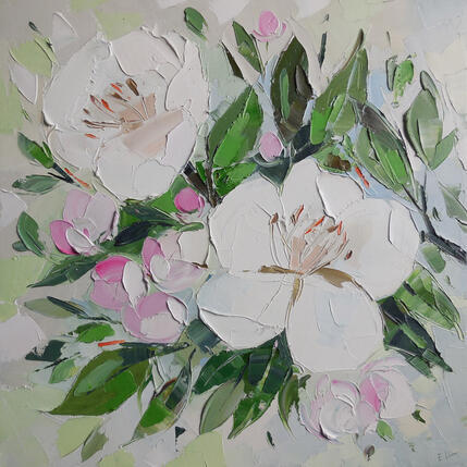 Painting Apple Tree Branch by Lunetskaya Elena | Painting Figurative Oil