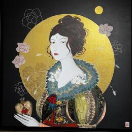 Painting Mon Amie la Rose by Rebeyre Catherine | Painting Naive art Acrylic
